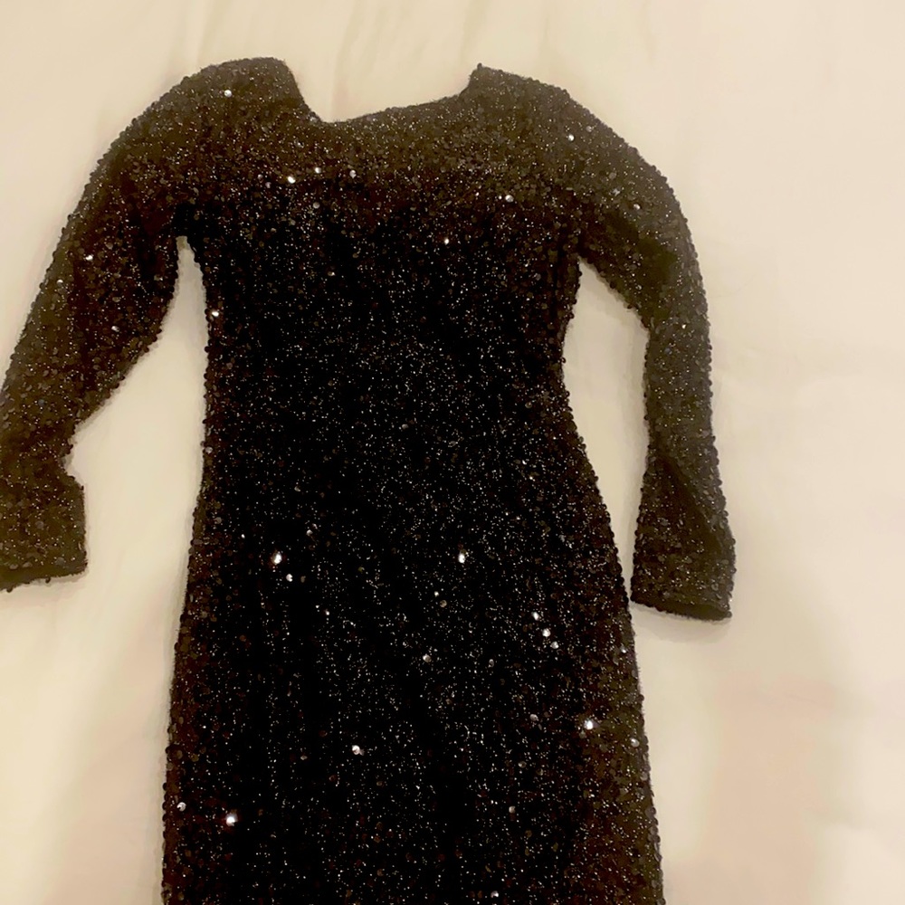 Sequin black mini dress